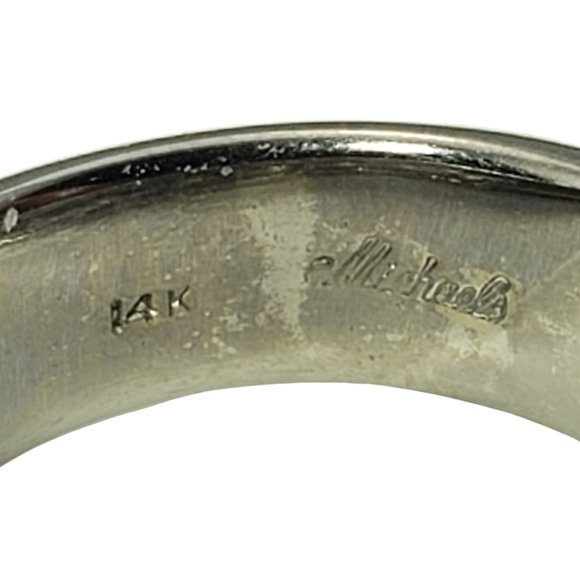 Vintage 14 Karat White Gold and Diamond Band Ring Size 6.5 #11983 - Picture 7 of 9